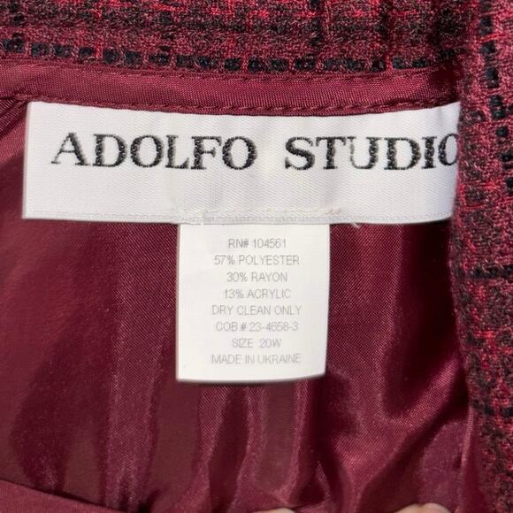 Adolfo Studio women’s tweed red skirt suit set NEW (size 20W/22W) - Picture 6 of 7